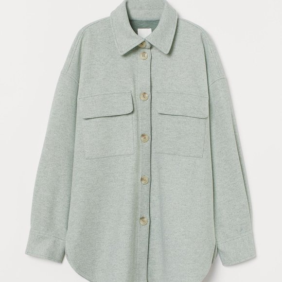 H&M Jackets & Blazers - (NWT) H&M - spring light green melange shirt jacket / shacket (xs)